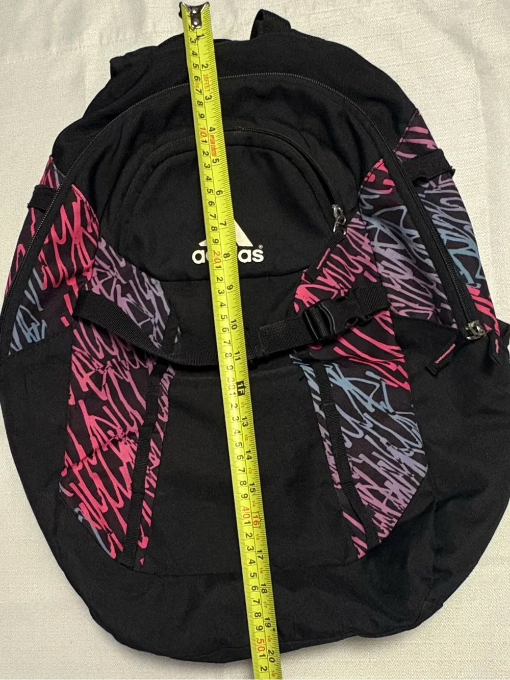 adidas Black Backpack with Pink & Lavender Graffiti Accents